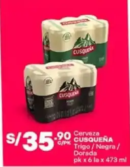 Plaza Vea Cusqueña cerveza trigo/negra / dorada oferta
