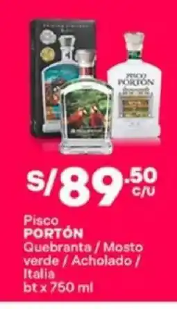 Plaza Vea Porton pisco quebranta/mosto verde / acholado / italia bt oferta