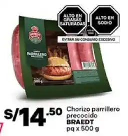 Plaza Vea Braedt chorizo parrillero precocido pq oferta