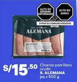 Plaza Vea S. alemana chorizo parrillero pq oferta