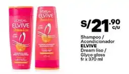 Plaza Vea Elvive shampoo/ acondicionador dream liso/ glyco gloss fr oferta