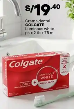 Plaza Vea Colgate crema dental luminous white oferta
