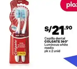Plaza Vea Colgate cepillo dental 360° luminous white medio oferta