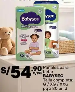 Plaza Vea Babysec pañales para bebé oferta
