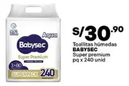 Plaza Vea Babysec toallitas húmedas super premium oferta