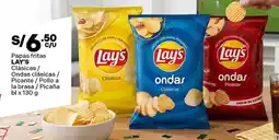 Plaza Vea Lay's papas fritas clásicas/ ondas clásicas / picante / pollo a la brasa / picaña bl oferta