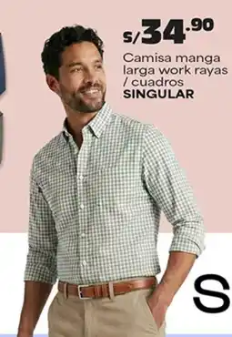Plaza Vea Singular camisa manga larga work rayas / cuadros oferta