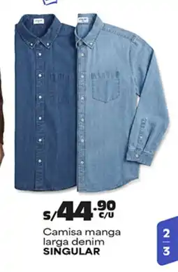 Plaza Vea Singular camisa manga larga denim oferta