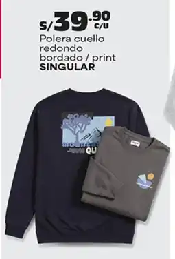 Plaza Vea Singular polera cuello redondo bordado/print oferta