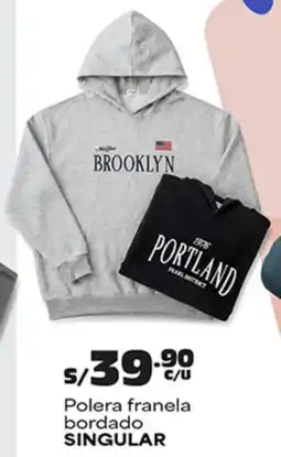Plaza Vea Singular polera franela bordado oferta