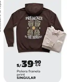 Plaza Vea Singular polera franela print oferta