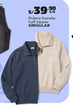 Plaza Vea Singular polera franela half zipper oferta