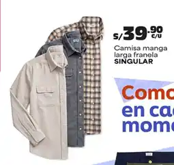 Plaza Vea Singular camisa manga larga franela oferta