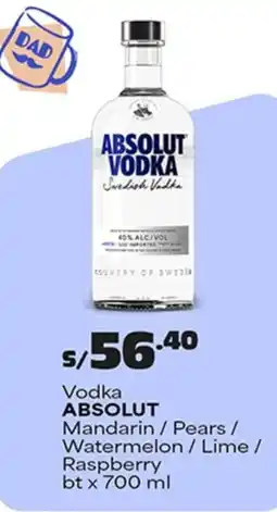 Plaza Vea Absolut vodka mandarin / pears / watermelon / lime / raspberry bt oferta