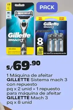 Plaza Vea Gillette máquina de afeitar sistema mach 3 con repuesto oferta