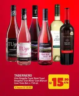 MaxiAhorro Tabernero vino borgoña tuyo/ rosé tuyo/ borgoña/ gran rosé/ gran blanco/ gran tinto bot. oferta