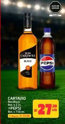 MaxiAhorro Cartavio ron black bot. +pepsi bot. oferta