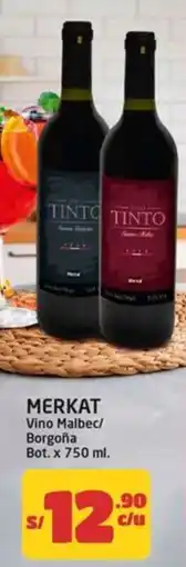 MaxiAhorro Merkat vino malbec/ borgoña bot. oferta
