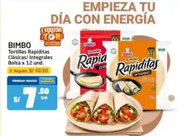 MaxiAhorro Bimbo tortillas rapiditas clásicas/ integrales bolsa oferta