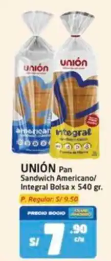 MaxiAhorro Unión pan sandwich americano/ integral bolsa oferta