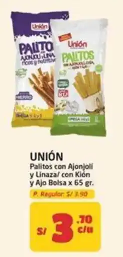 MaxiAhorro Unión palitos con ajonjoli y linaza/ con kión y ajo bolsa oferta