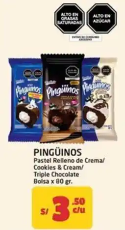 MaxiAhorro Pingüinos pastel relleno de crema/ cookies & cream/ triple chocolate bolsa oferta