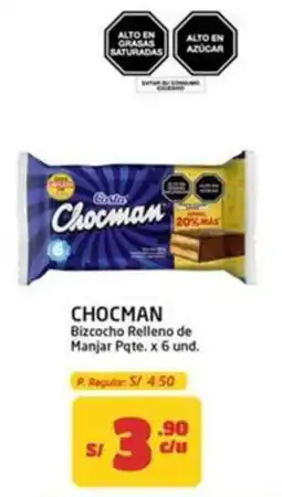 MaxiAhorro Chocman bizcocho relleno de manjar pqte. oferta