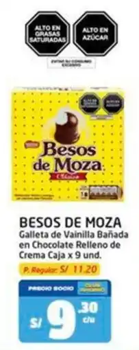 MaxiAhorro Besos de moza galleta de vainilla bañada en chocolate relleno de crema caja oferta