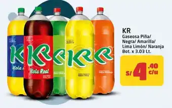 Kr gaseosa piña/ negra/ amarilla/ lima limón/ naranja bot.