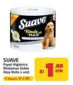 MaxiAhorro Suave papel higiénico rindemax doble hoja rollo oferta