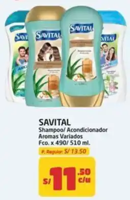 MaxiAhorro Savital shampoo/ acondicionador aromas variados fco. oferta