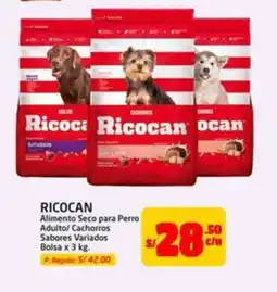MaxiAhorro Ricocan alimento seco para perro adulto/ cachorros sabores variados bolsa oferta