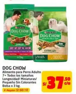 MaxiAhorro Dog chow alimento para perro adulto 7+ todos los tamaños longevidad/ miniaturas/ pequeño sin colorantes bolsa oferta