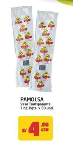 MaxiAhorro Pamolsa vaso transparente 7 oz. pqte. oferta