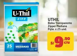 MaxiAhorro Uthil bolsa transparente zipper mediana pqte. oferta