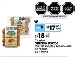 Plaza Vea Oregon foods chorizo miel de maple / mermelada de rocoto oferta