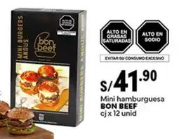 Plaza Vea Bon beef mini hamburguesa cj oferta