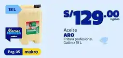 Makro Aro aceite fritura profesional galón oferta