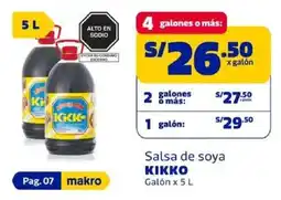 Makro Kikko salsa de soya galón oferta