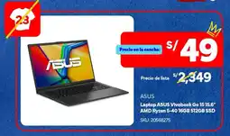 Plaza Vea Asus laptop vivobook go 15 15.6" oferta