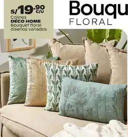 Plaza Vea Déco home cojines bouquet floral diseños variados oferta