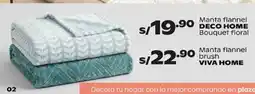 Plaza Vea Deco home manta flannel bouquet floral oferta