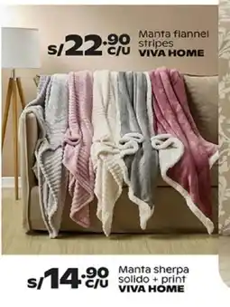 Plaza Vea Viva home manta flannel stripes oferta
