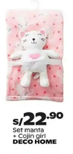 Plaza Vea Deco home set manta + cojin girl oferta