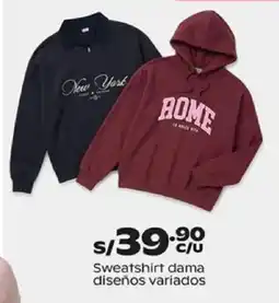 Plaza Vea Sweatshirt dama diseños variados oferta