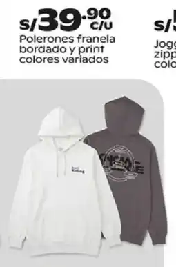 Plaza Vea Polerones franela bordado y print colores variados oferta