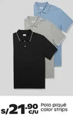Plaza Vea Polo piqué color strips oferta