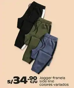 Plaza Vea Jogger franela side line colores variados oferta