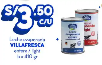 Villafresca leche evaporada entera / light la