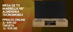 Promart Almendra tecnomobili mesa de tv marbella 98" oferta